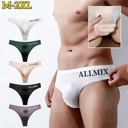 💥【5 darab 10200 Ft 】【M-2XL】Új férfi varrás nélküli, alacsony derekú jégselyem alsó - 【50-90 kg】