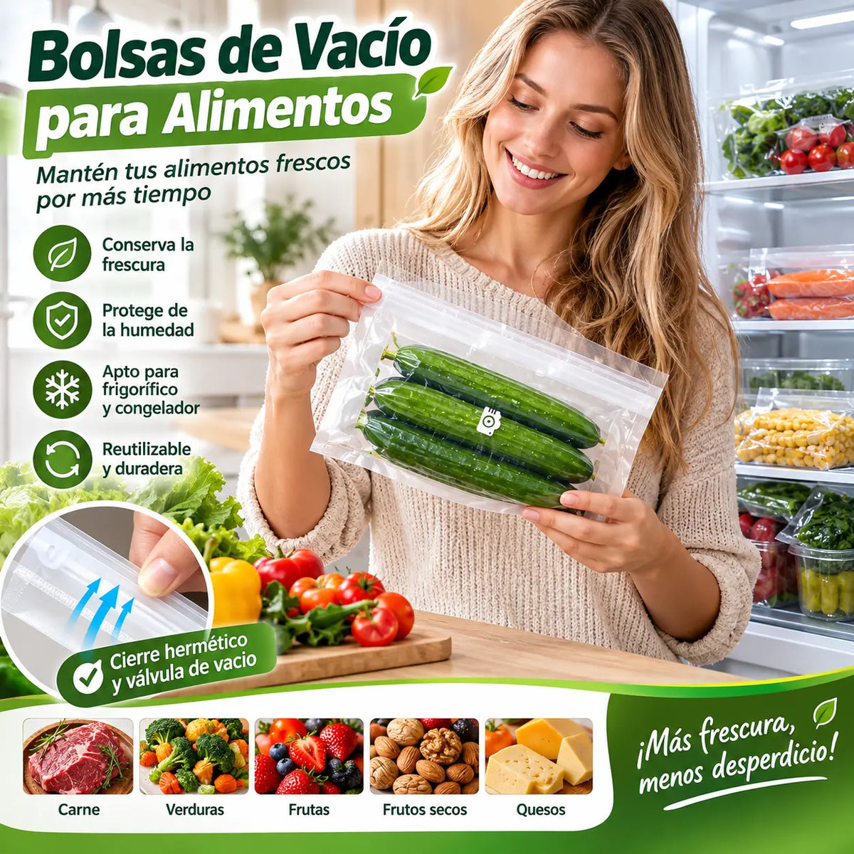 🥡 ¡50% DE DESCUENTO POR TIEMPO LIMITADO! 💧 Bolsas transparentes de doble cierre aptas para alimentos: a prueba de fugas, conservan la frescura y son resistentes ✨