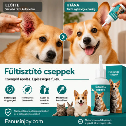 🐶【2 darab 8200 Ft】【Vásárolj 1-et, kapsz 2-t ingyen】 🐱🐶 Gyengéd kisállat fültisztító cseppek – Búcsút inthetsz a fülbetegségeknek
