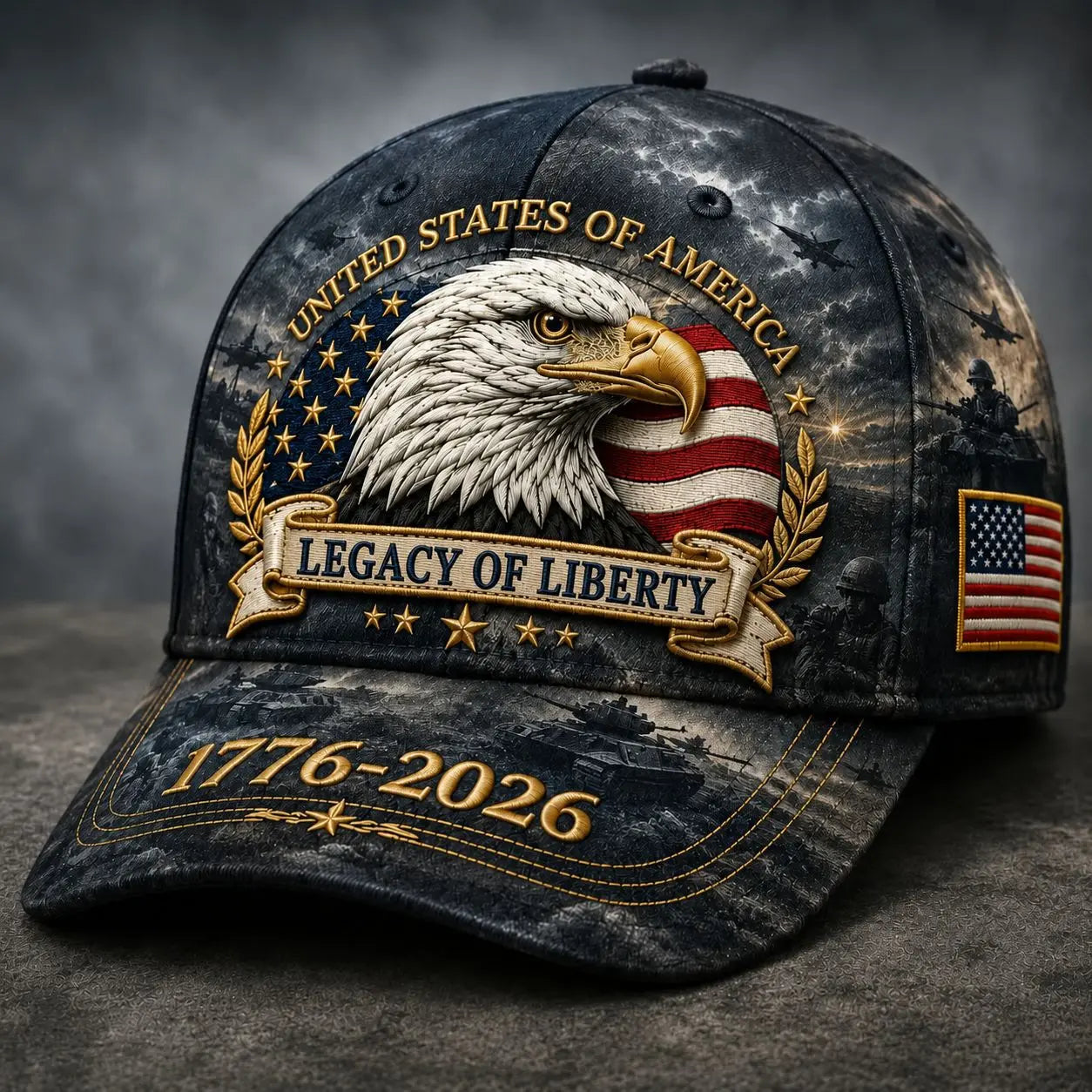 🛡️🧢Gorra de béisbol Freedom Eagle del 250 aniversario | Gorra de béisbol retro patriótica bordada –