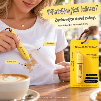 🔥🔥【Kupte 1, dostanete 1 zdarma】🧼 Přenosné oboustranné pero na odstraňování skvrn ✨ Okamžitý pomocník pro nouzové čištění oblečení (není třeba oplachovat); ideální na skvrny od oleje a kávy