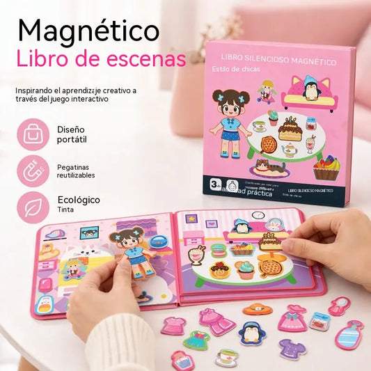👶🧠Libro magnético silencioso para niños, rompecabezas plegable con escena, juguete educativo temprano para niños y niñas📚