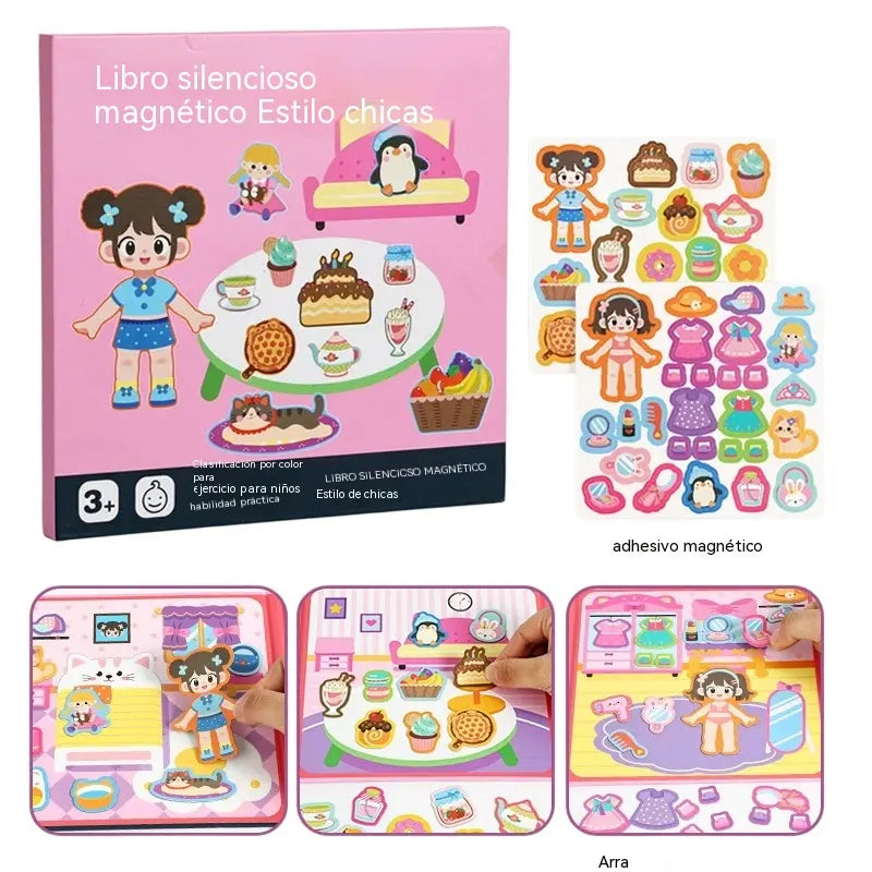 👶🧠Libro magnético silencioso para niños, rompecabezas plegable con escena, juguete educativo temprano para niños y niñas📚