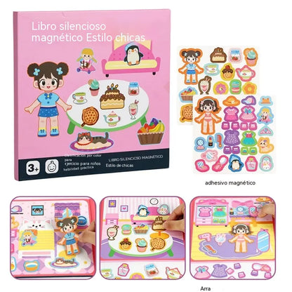 👶🧠Libro magnético silencioso para niños, rompecabezas plegable con escena, juguete educativo temprano para niños y niñas📚