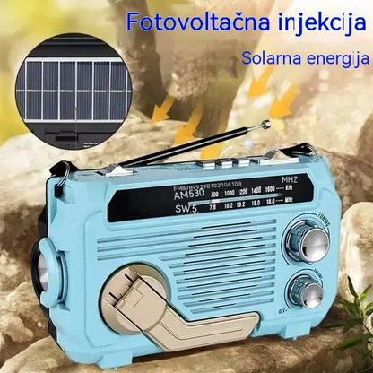 🔦 Hordozható vészhelyzeti rádió manuális töltéssel és LED lámpával