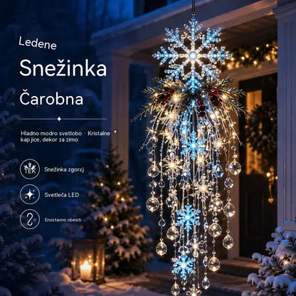 🔥 Danes 50 % popust 🎅 Viseča božična snežinkasta LED-lučka s kristalnim videzom | Čaroben sijaj za vašo verando ✨