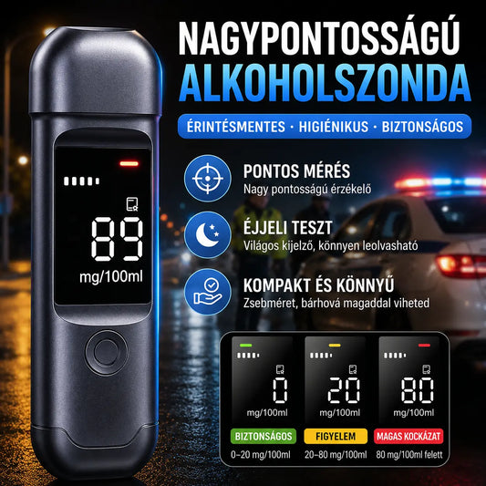 🔥Különleges, korlátozott ideig tartó ajánlat🔥🍷 Nagy pontosságú hordozható alkoholmérő – Mérje meg a szintjét vezetés előtt