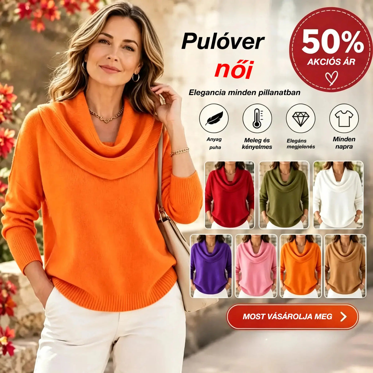 🔥【S–3XL】2026 Ősz/Tél Új Egyszínű Pulóver · Puha és Meleg