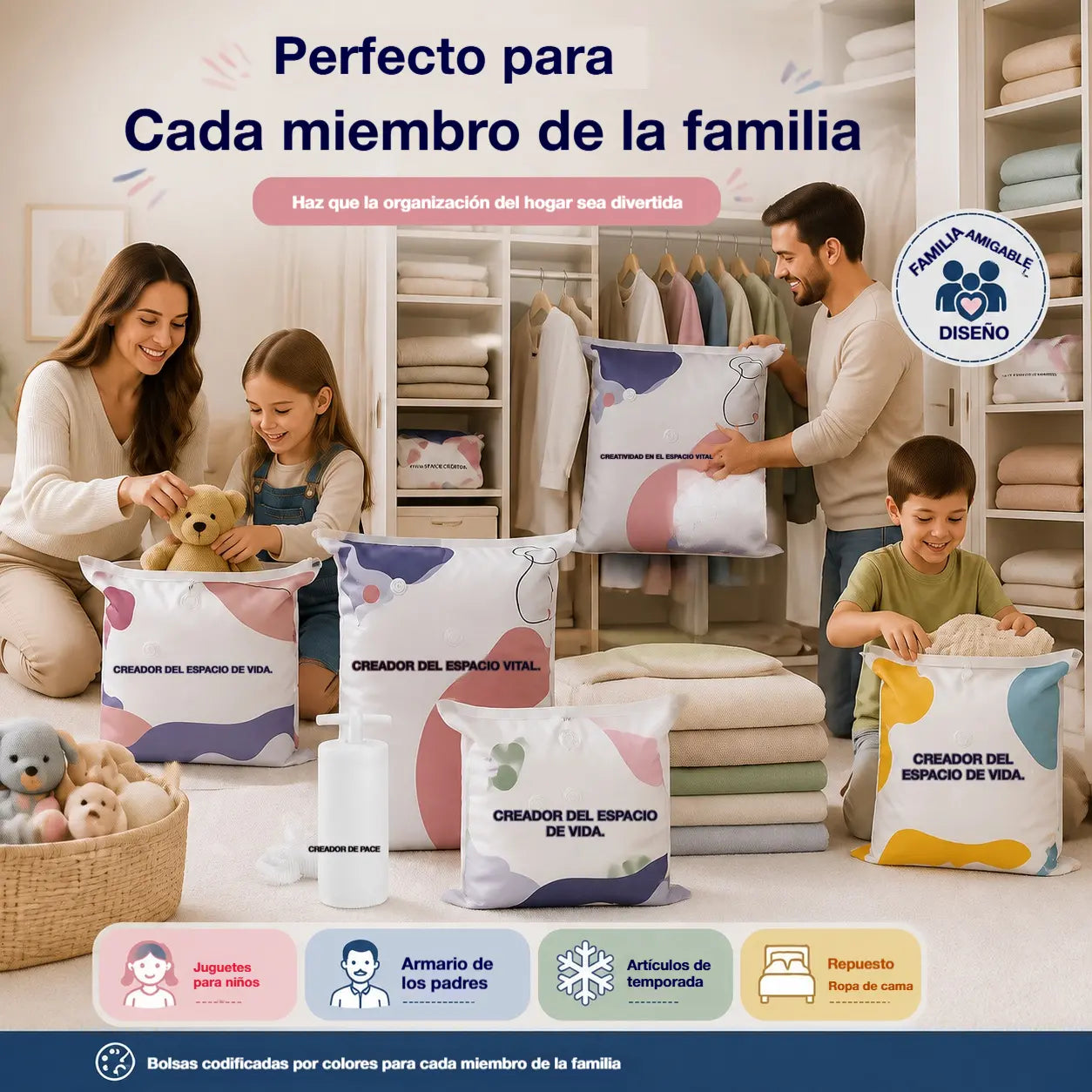 🧳【Juego de 5 piezas 28 euros】💨 Bolsa de almacenamiento al vacío grande y compresible: no requiere bomba, es a prueba de fugas e ideal para ahorrar espacio en maletas y en casa ✈️