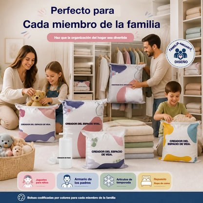 🧳【Juego de 5 piezas 28 euros】💨 Bolsa de almacenamiento al vacío grande y compresible: no requiere bomba, es a prueba de fugas e ideal para ahorrar espacio en maletas y en casa ✈️
