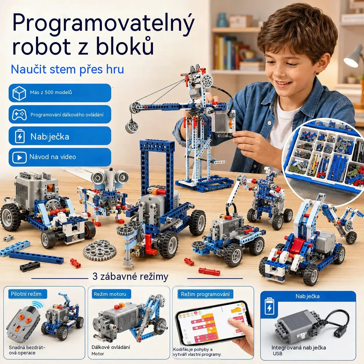🔥【312 kusů】【Zabaleno v sáčku - bez pohonné jednotky】770 Kč🤖🧩 【Limitovaná sleva 50 %】Elektrický stavebnicový robot pro děti