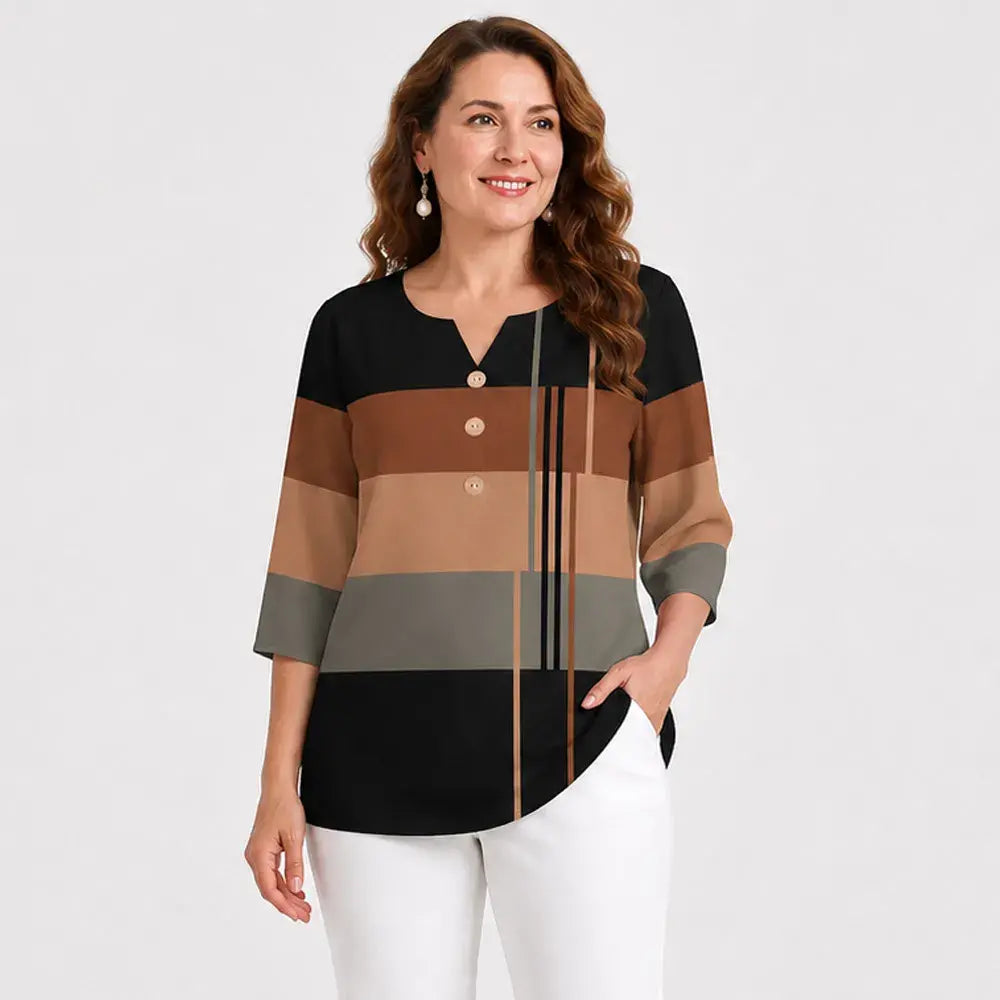【S-5XL】 Laza, légáteresztő, plus size rövid ujjú női ing V-nyakú mintával