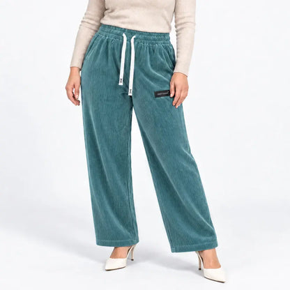 ✨【XXS-XXL】Női egyszínű kordbársony divatos lezser rugalmas nadrág [40-110 kg]