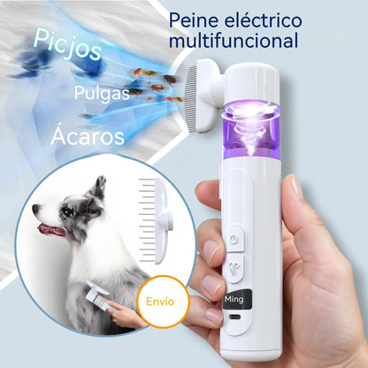 🐶😺Quitapulgas eléctrico para mascotas y peine desenredante