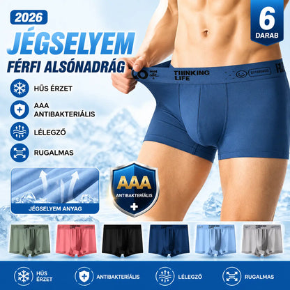 🔥【6 darabos szett】🧊🩲2026 Ultravékony, lélegző, AAA minőségű antibakteriális, védő, jégselyem férfi alsónemű