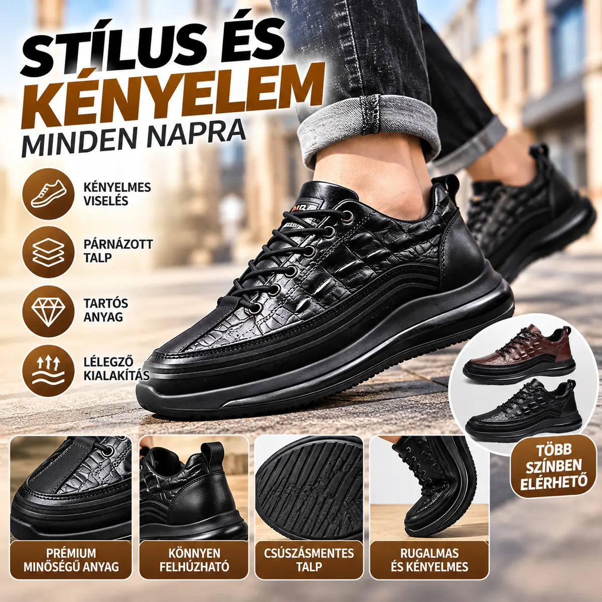 👞【38-48】🐊Luxus olasz sportcipők krokodilmintával