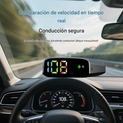🚗Nuevo dispositivo de alerta de seguridad con pantalla de visualización frontal (HUD) solar, sin cables, que integra velocidad y hora