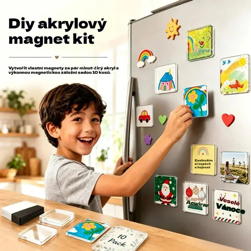 🧲✨ Sada průhledných magnetů na ledničku pro kutily | Vytvořte si vlastní vzpomínky
