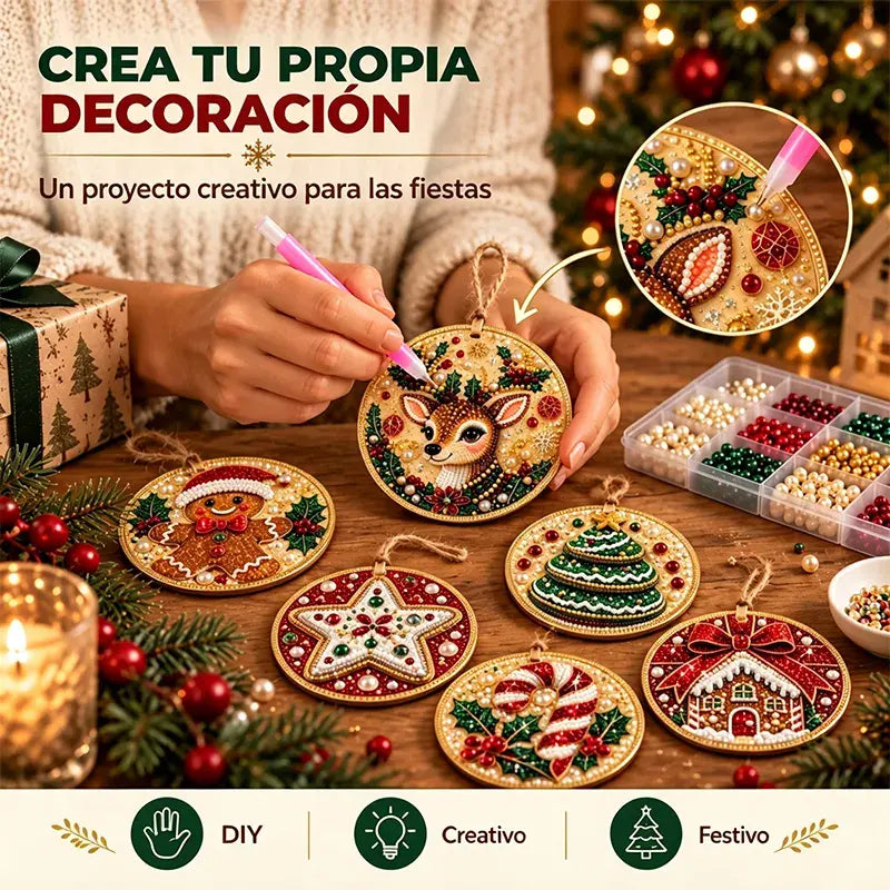 🎄 6 részes DIY gyémántkirakós karácsonyi díszkészlet – Kreatív családi projekt, amely tökéletes a karácsonyfára, ablakba vagy ajándéknak!
