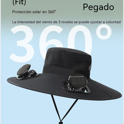 🧢 ¡Oferta por tiempo limitado: 40% de descuento! ☀️ Sombrero de pescador unisex con energía solar, protección solar y ventilador – UPF 50+, transpirable, correa ajustable, fácil de llevar ✨