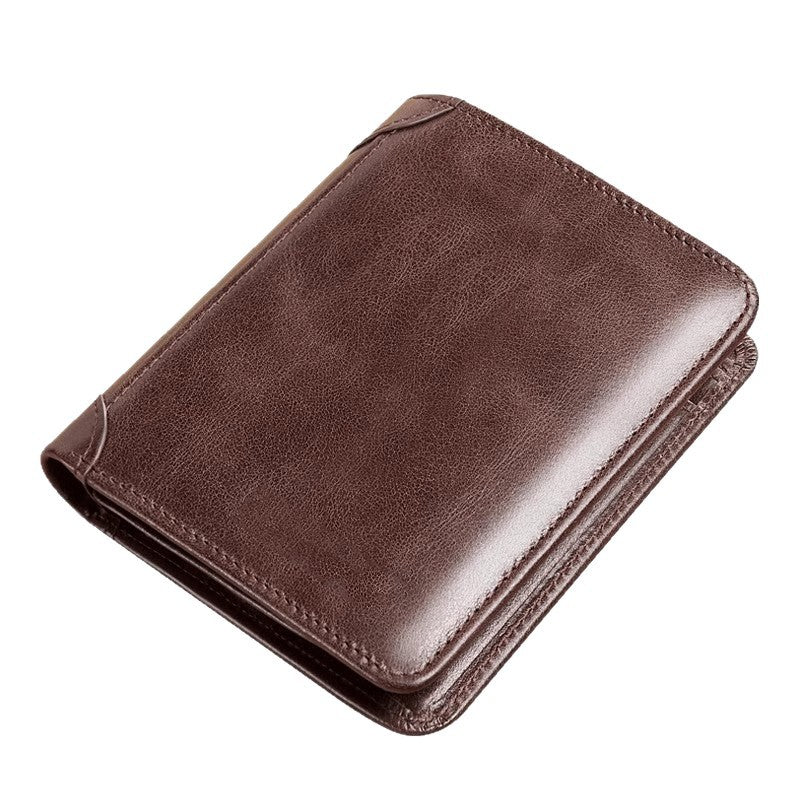 👝✨ Nueva cartera para hombre de piel auténtica con protección antirrobo.