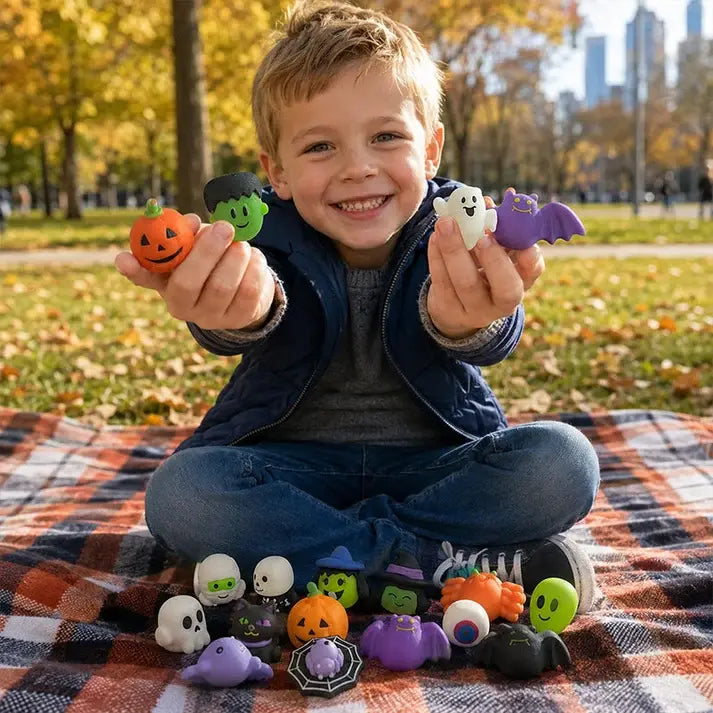 50 darab 9500🎃Halloween témájú empanada alakú stresszoldók, imádnivaló tökös szellem empanadák.