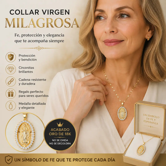 🎁👼Collar de la Virgen María chapado en oro (Oferta por tiempo limitado) - La fe y la protección te acompañan en tu camino.