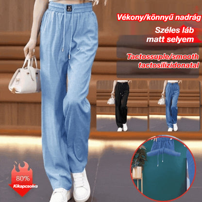 ❤️【S-3XL】Magas derekú, bő szárú jégselyem farmer
