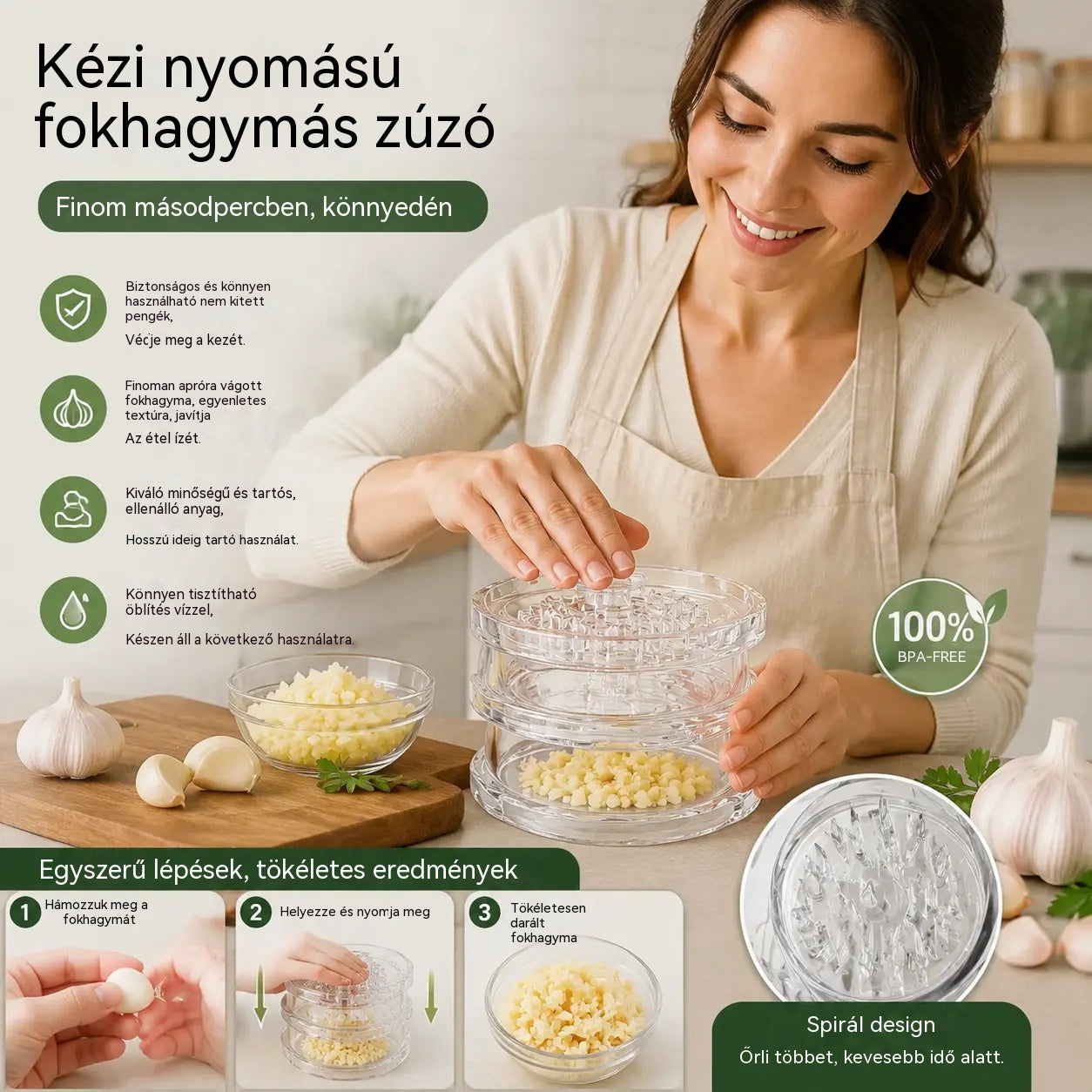 🧄🔄【3 termék 7800 Ft】Kézi fokhagymaprés. Élvezd a 49% kedvezményt!