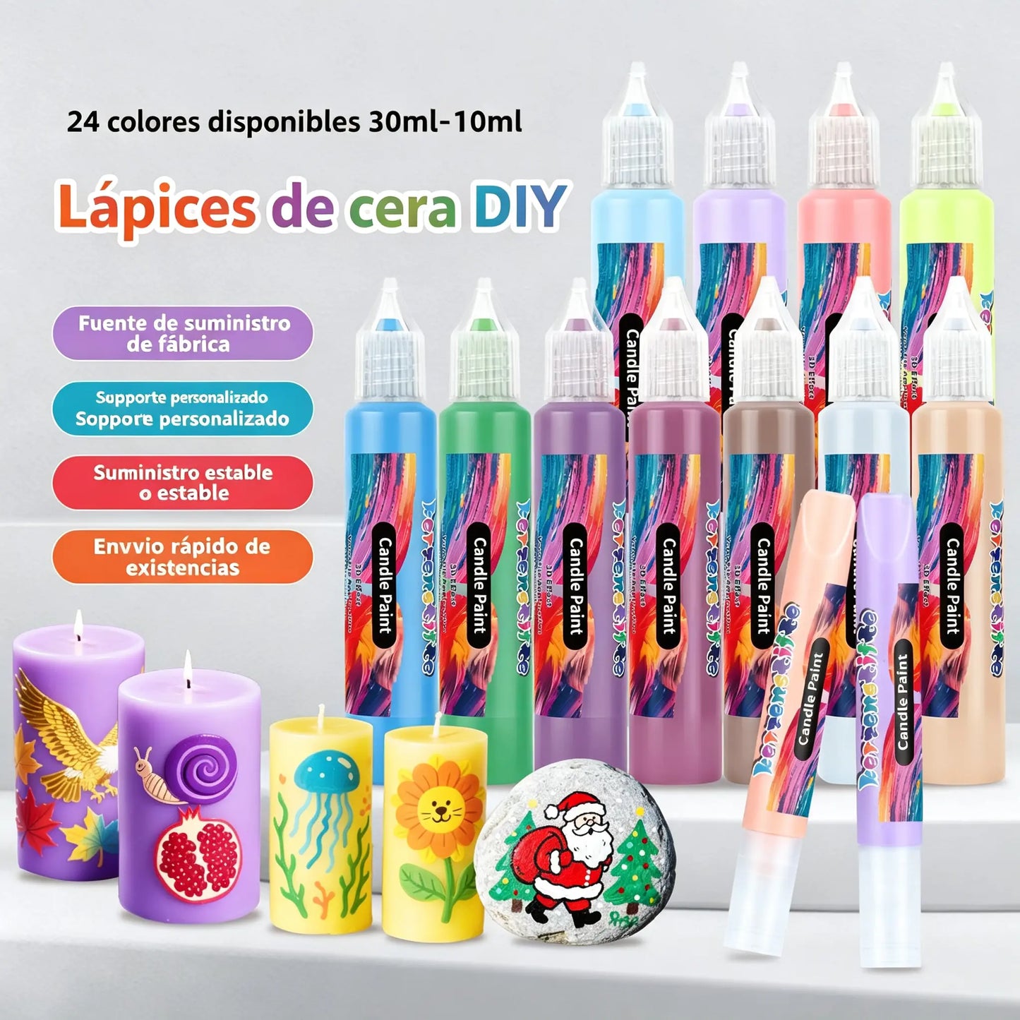 🎨【24 szín dobozonként】Csak 32 euró🥳💞24 színű 3D graffiti gyertyafesték markerek!