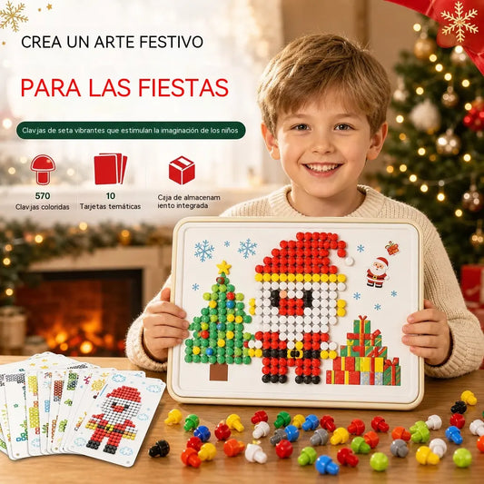 🎄🎅Set de juego navideño infantil con tablero perforado y figuras de setas en 3D