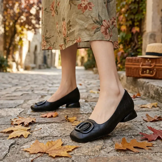 👡Női francia retró lapos szárú Mary Jane cipő - kerek orrú és mélyen dekoltált - retró stílusú, kényelmes és mindennapi viseletre