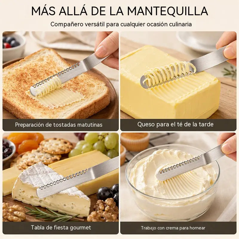 🔥【Compra 1 y llévate 1 gratis】🧈Cuchillo y espátula para mantequilla profesional 3 en 1 de acero inoxidable 304