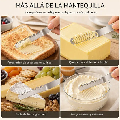🔥【Compra 1 y llévate 1 gratis】🧈Cuchillo y espátula para mantequilla profesional 3 en 1 de acero inoxidable 304