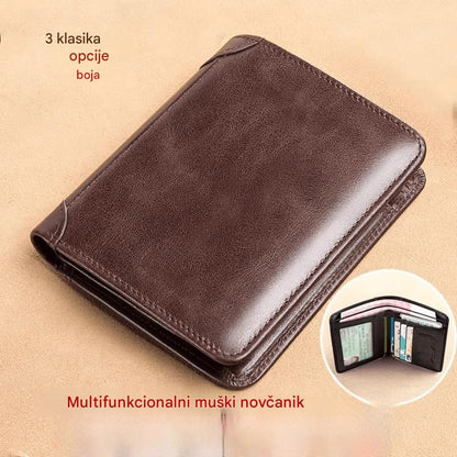 👝✨ Nueva cartera para hombre de piel auténtica con protección antirrobo.