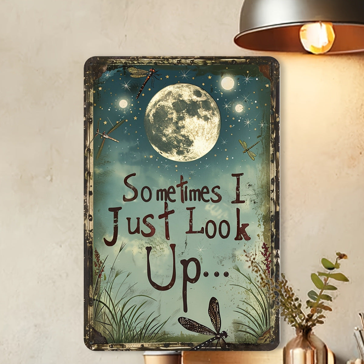 ⏳ 75% off for a limited time only! 💥 Vintage moon and dragonfly wall art