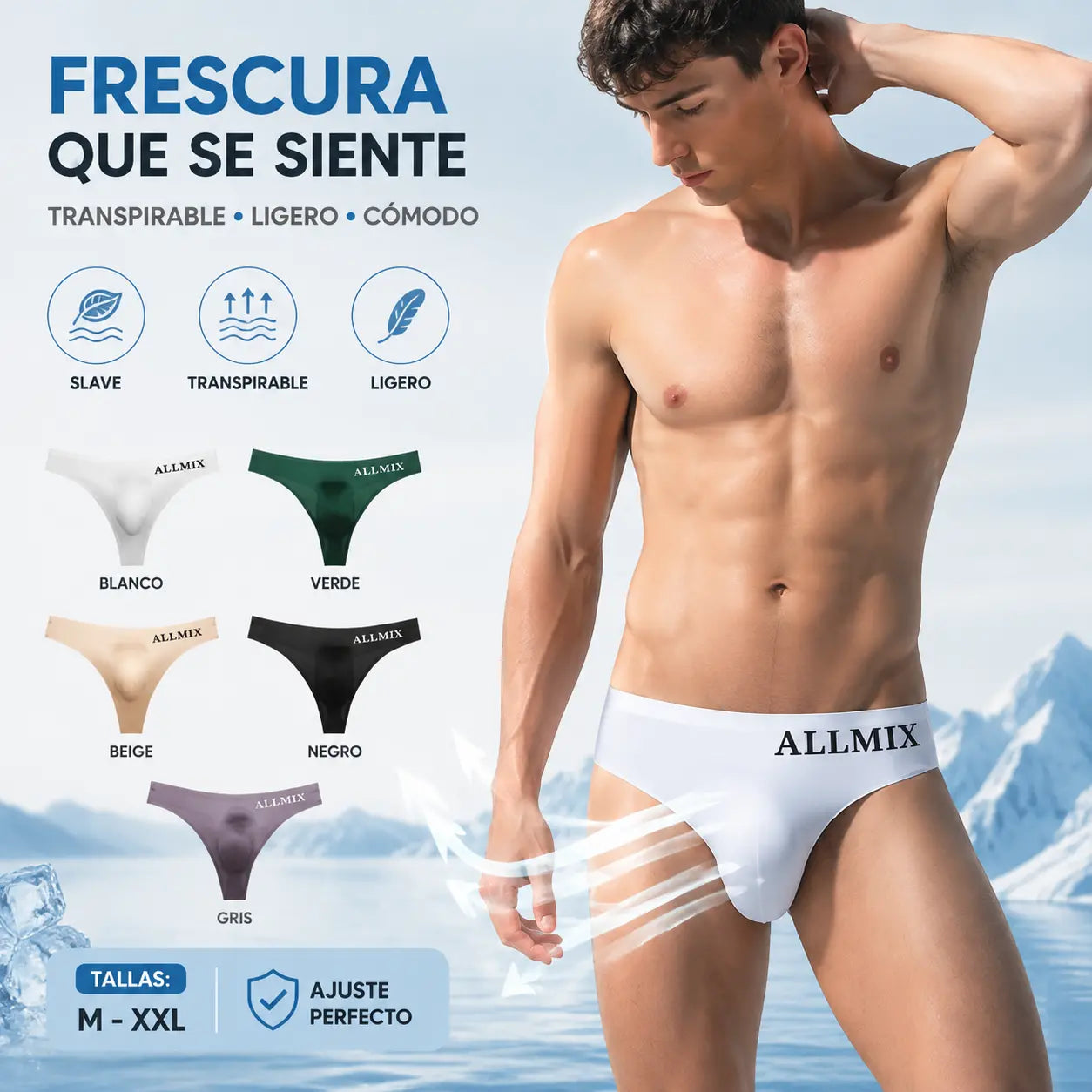 🔥【5PCS 】Tanga sin costuras de cintura baja de seda de hielo sexy