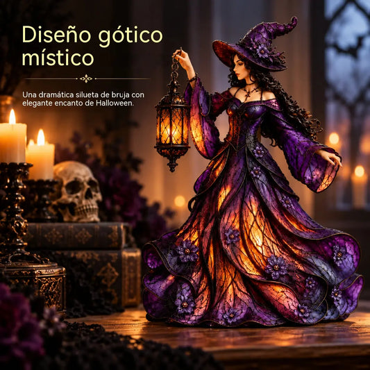 🧙‍♀️ Gotička figura vještice za Noć vještica s LED fenjerom 🧙‍♀️