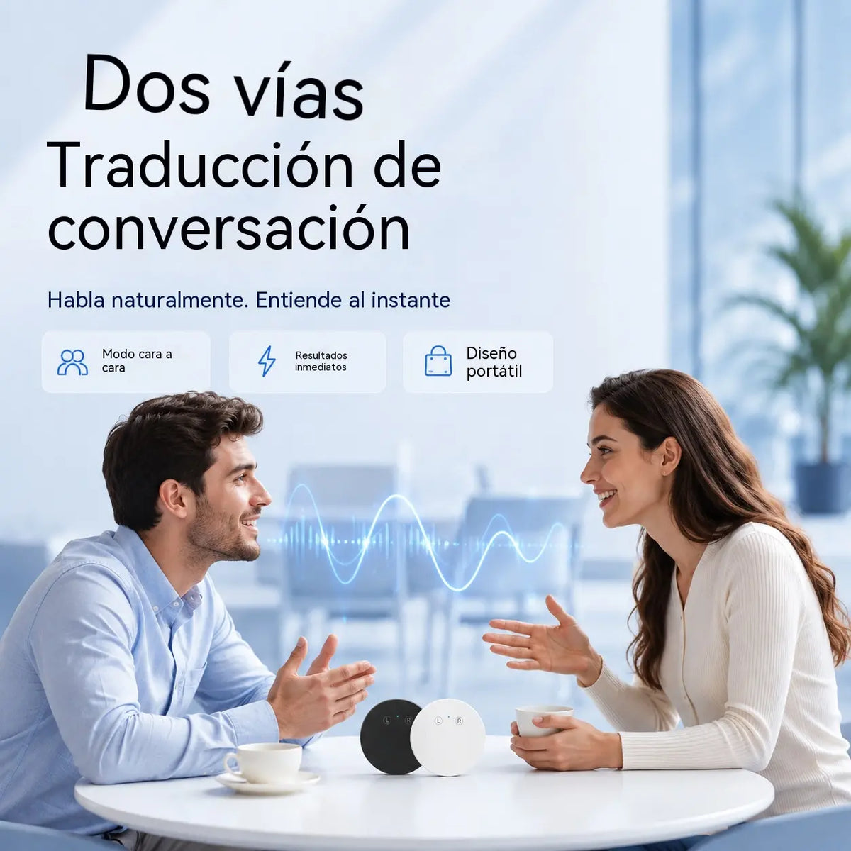 Dispositivo traductor de idiomas con IA– Traductor de voz bidireccional en tiempo real con compatibilidad con varios idiomas