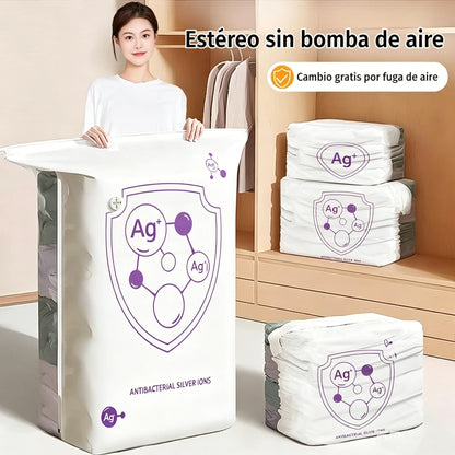 ✨（5 piezas 27€）💨 Bolsa de almacenamiento al vacío grande y compresible: no requiere bomba, es a prueba de fugas e ideal para ahorrar espacio en maletas y en casa ✈️