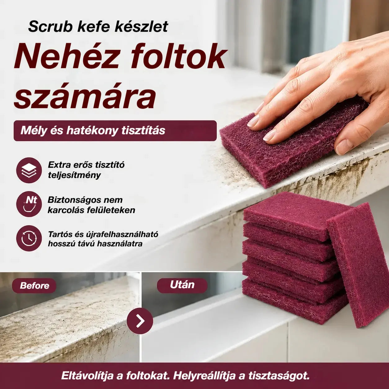 📢📢50% kedvezmény! ⏰Univerzális gyémántszemcsés súrolópárna, könnyedén eltávolítja a makacs foltokat.