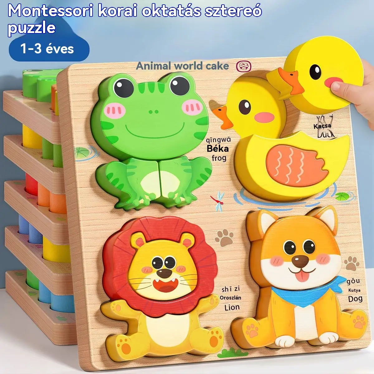👧🏻🧩Montessori fa 3D-s kirakó, alkalmas kisgyermekkori neveléshez