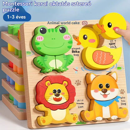 👧🏻🧩Montessori fa 3D-s kirakó, alkalmas kisgyermekkori neveléshez