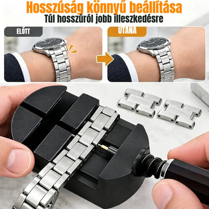 ⌚ Óraszíj-állító szerszámkészlet | 11 darabos készlet láncszemek eltávolításához, szíjak cseréjéhez és rövidítéséhez