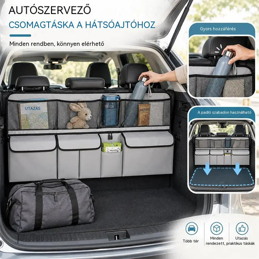 🚗 Függeszthető csomagtartó-rendszerező – Szabadítson fel helyet a csomagtartó alján, és tartson mindent rendezetten! ✨📦