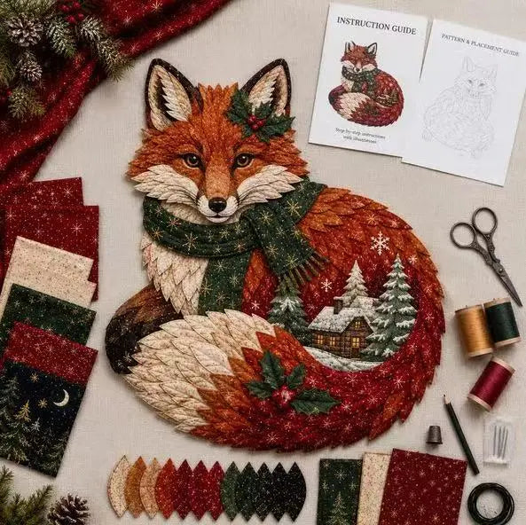 🔥ÚLTIMO DÍA 50% DE DESCUENTO - 🎄🎅Kit de patchwork navideño de animales del bosque para hacer tú mismo – ✨Crea un recuerdo festivo hecho a mano