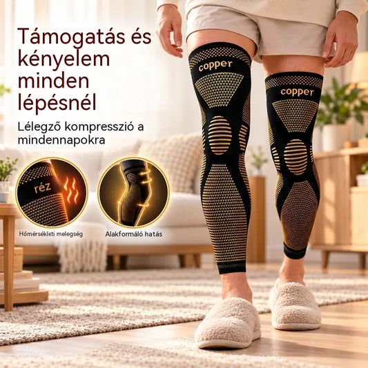 🦵 Hosszú, rugalmas nejlon térdrögzítő | Kompressziós illeszkedés, meleg és rugalmasság – sportoláshoz és mindennapi használatra