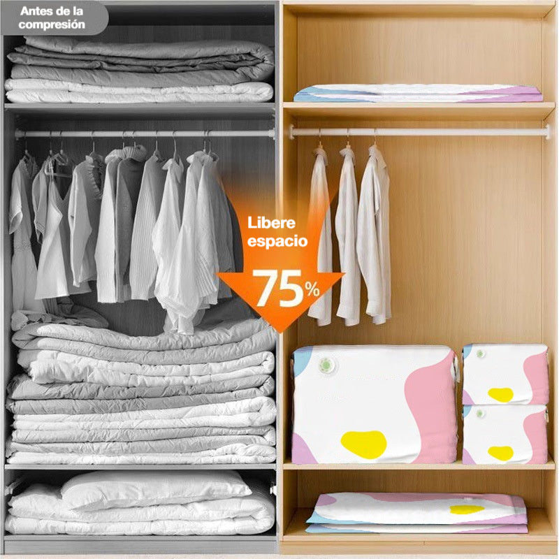 🧳【Juego de 5 piezas 28 euros】💨 Bolsa de almacenamiento al vacío grande y compresible: no requiere bomba, es a prueba de fugas e ideal para ahorrar espacio en maletas y en casa ✈️
