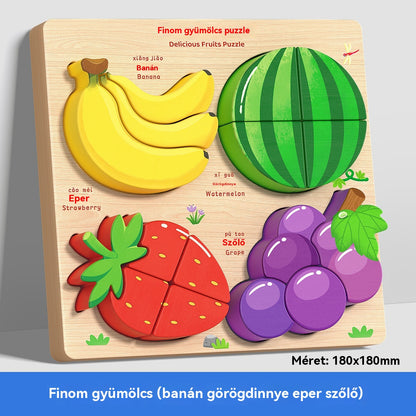 👧🏻🧩Montessori fa 3D-s kirakó, alkalmas kisgyermekkori neveléshez