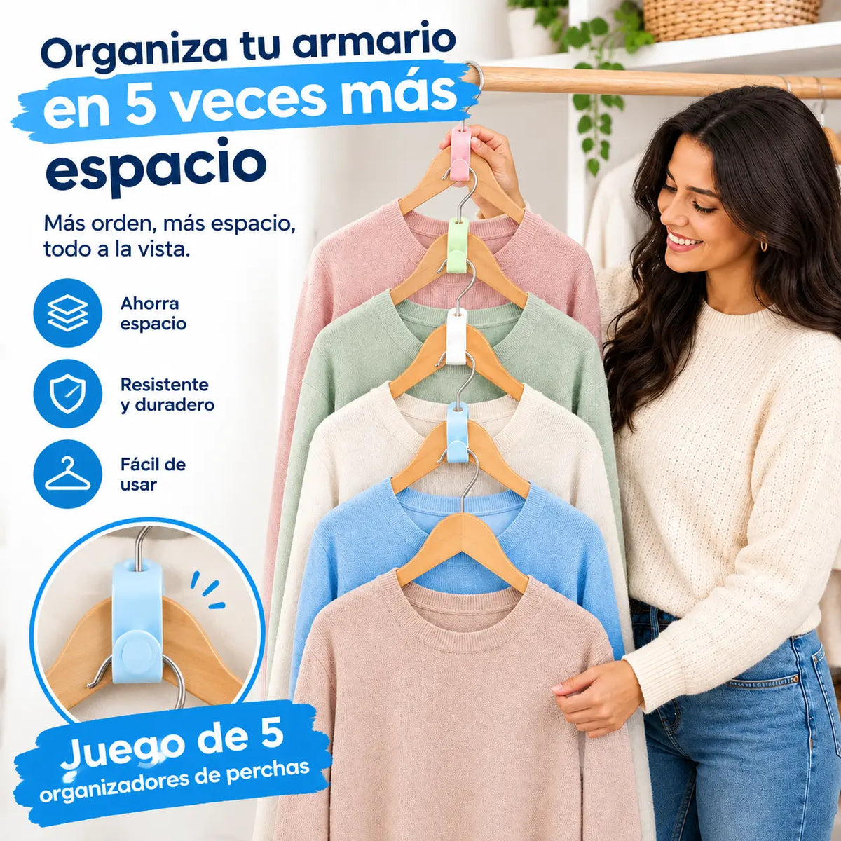 👕✨【100 darabos készlet】Helytakarékos vállfa-összekötők: Duplázza meg ruhásszekrénye tárolókapacitását; masszív és tartós.